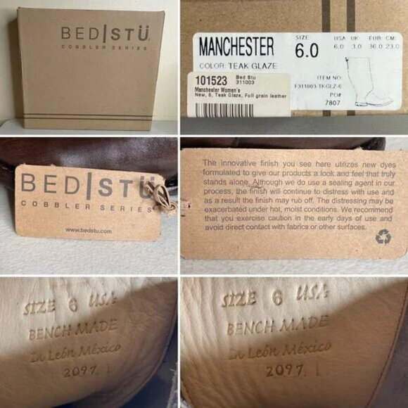 New BED STU Manchester Brown Leather Tall Riding Boots BedStu Size 6 - Picture 16 of 16